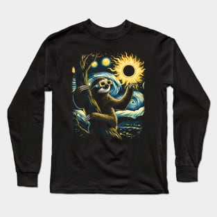 Sloth Eclipse Watcher: Chilling Under the Solar Phenomenon Tee Long Sleeve T-Shirt